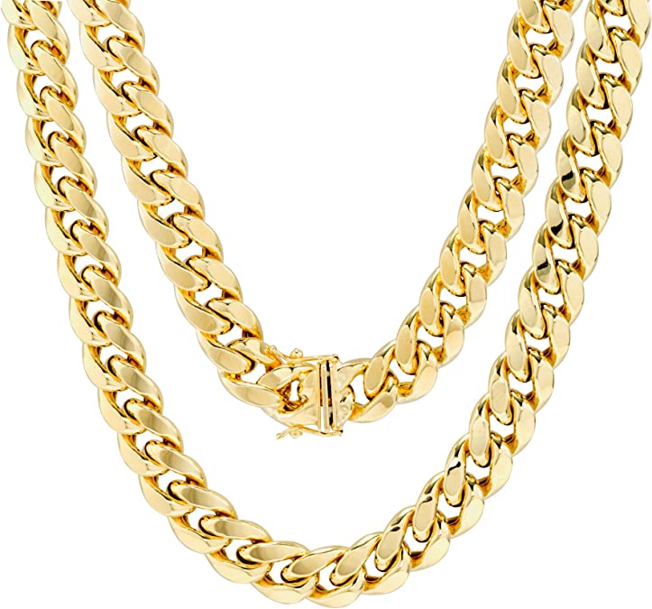 Nuragold 10k Yellow Gold 11mm Miami Cuban Link Chain Necklace, Mens Thick Jewelry Box Clasp 22" 24" 26" 28" 30"