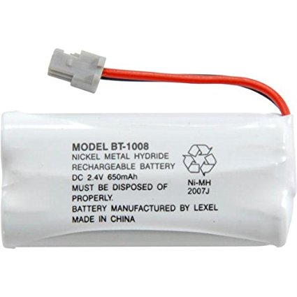 Uniden Rechargeable Phone Battery, Nickel Metal Hydride NiMH, DC 2.4V, 650mAh (BT-1008)