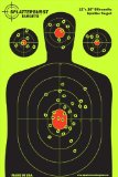 50 Pack - 12x 18 Silhouette Splatter Target - Instantly See Your Shots Burst Bright Florescent Yellow Upon Impact