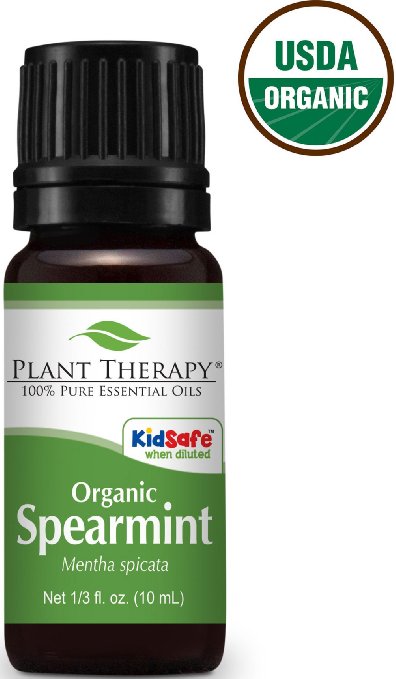 USDA Certified Organic Spearmint Essential Oil. 10 ml (1/3 oz). 100% Pure, Undiluted, Therapeutic Grade.