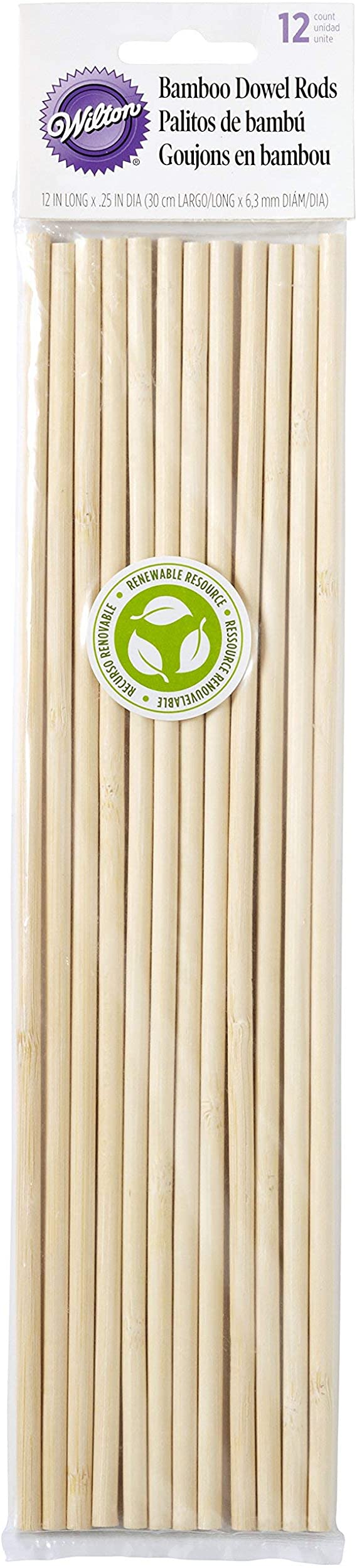 Wilton Bamboo Dowel Rods for Cakes, Pack of 12