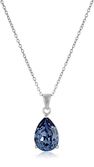 Sterling Silver Swarovski Crystal Teardrop Pendant Necklace, 18"