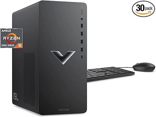 HP 2023 Victus 15L Gaming Desktop PC, AMD 6-Core Ryzen 5600G Processor (Up to 4.4 GHz), 32GB RAM, 2TB NVMe, AMD Radeon RX6400, Mouse and Keyboard, Win 11 Home, Mica Silver, with HDMI Accessory