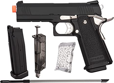 Lancer Tactical Golden Eagle 3301 Shorter Metal Airsoft Hand Gun Hi-Capa 1911 Green Gas Blowback Airsoft Pistol with 6mm BBS, Speed Loader, and Magazine -Perfect Deal for Teen's Gift