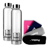 Bruntmor Set of 2 Borosilicate Glass Water Infuser Bottle 17oz With 4 colored Nylon Sleeves