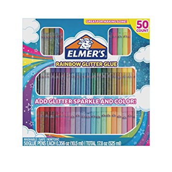 Elmer’s Rainbow Glitter Glue Pen Set, Assorted Colors, 0.356 Ounces Each, 50 Count - Great For Making Slime