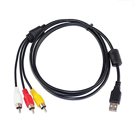 USB Male A to 3 RCA AV A/V TV adapter Cord Cable for Vizio tv & video