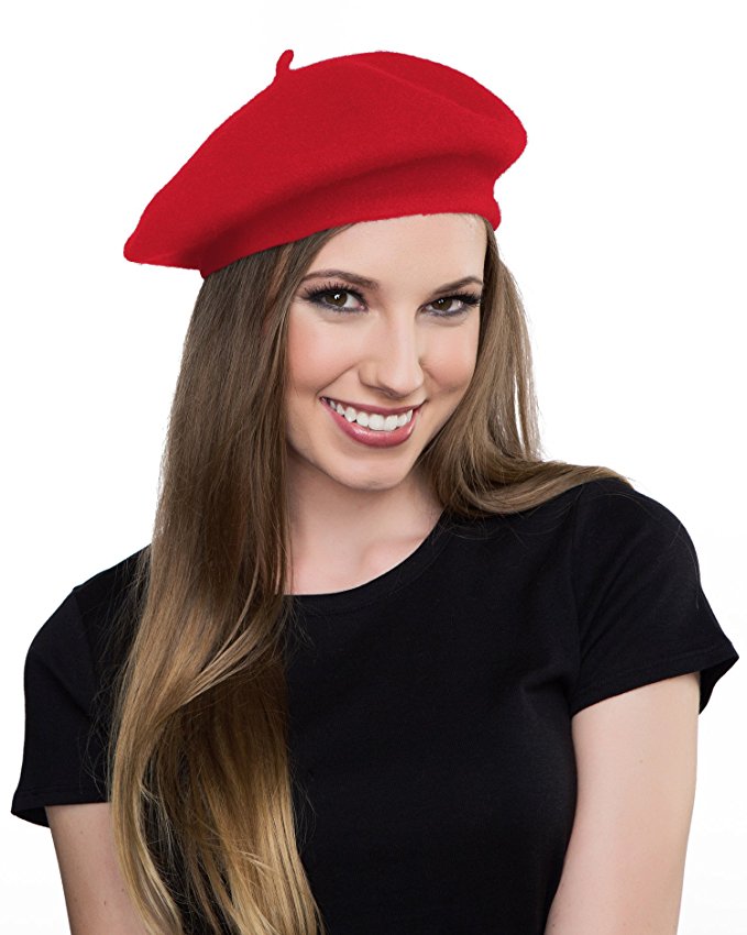 Kangaroo Wool Red Beret Hat- French Beret
