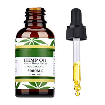 Hemp Oil 5000mg for Pain, Anxiety & Stress Relief - 5000mg of Pure Hemp Extract - FDA Approved 100% Hemp Oils Supplements 1oz - Helps with Sleep, Skin & Hair 30ml (5000MG)