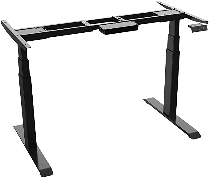 AIMEZO Electric Stand Up Desk Adjustable Legs 3 Tier Dual Motor Frame Height Adjustable Desk Base DIY Workstation with 2 Memory Controller/2 USB Ports（Black）