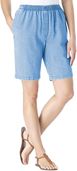 Woman Within Women's Plus Size Elastic-Waist Cotton Short