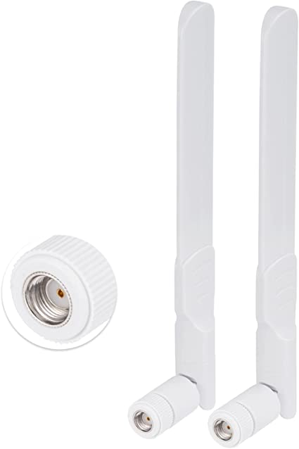 Bingfu Dual Band WiFi 2.4GHz 5GHz 5.8GHz 8dBi MIMO RP-SMA Male White Antenna (2-Pack) for WiFi Router Wireless Network Card USB Adapter Security IP Camera Video Surveillance Monitor