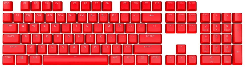 CORSAIR PBT Double-Shot PRO Keycap Mod Kit – Double-Shot PBT Keycaps – Origin Red – Standard Bottom Row – Textured Surface – 1.5mm-Thick Walls – O-Ring Dampeners