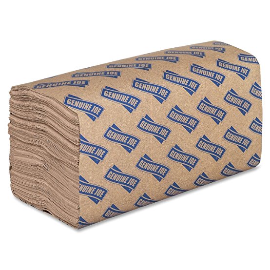 Genuine Joe GJO21020 1-Ply Single-fold Paper Towel, 10-1/4" Length x 9.10" Width, Natural (Case of 16 Packs, 250 sheets per Pack)
