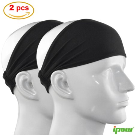 Ipow 2 Pack 4" Versatile Lightweight Nonslip Moisture Wicking Elastic Sports Headband Sweatband Wrap For for Fashion, Yoga and Exercise,One Size fits all Men& Women