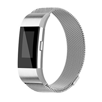 For Fitbit Charge 2 Bands, Charge 2 Stainless Steel Metal Bracelet with Unique Magnet Clasp Replacement Bands for Fitbit Charge 2 Large Smalll