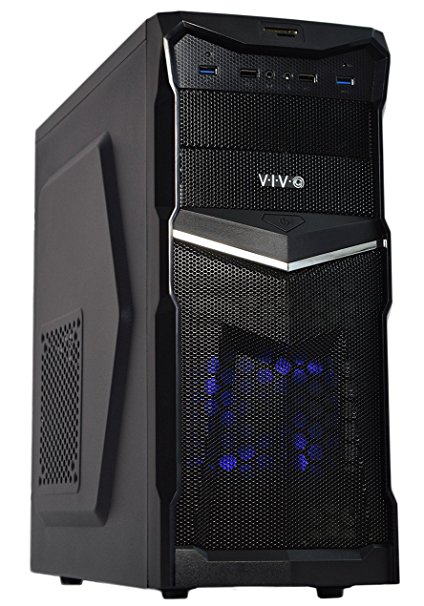 VIVO ATX Mid Tower Computer Gaming PC Case / Black Desktop Shell / 3 Fan Mounts, Dual USB 3.0 (CASE-V02)