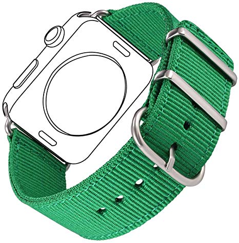 Bandmax Nylon Band Compatible Apple Watch 38MM/40MM, Green Grass Nylon Fabrics Replacement Strap Accessories Compatible iWatch Series 5/4/3/2/1 Mix Stainless Steel Classic Buckle(Greenery)