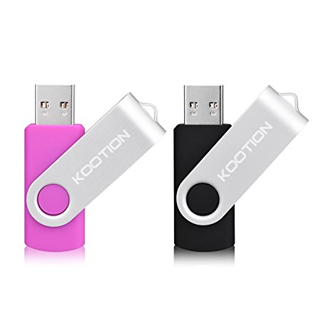 KOOTION 32GB USB 3.0 Flash Drive High Speed Thumb Drive Swivel Memory Stick, Black / Pink (Pack of 2)