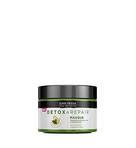 John Frieda Detox & Repair Masque for Dry, STRESSED & Damaged Hair with Avocado Oil and Green Tea, 250 ml