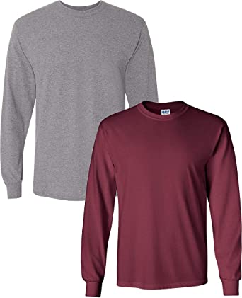 Gildan Men's Heavy Cotton Long Sleeve T-Shirt, Style G5400, 2-Pack