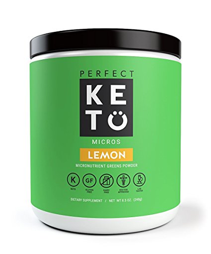 Perfect Keto Micros | Keto Greens Micronutrient Powder w MCT Oil for Ketosis and Ketogenic Diets | Lemon Flavor