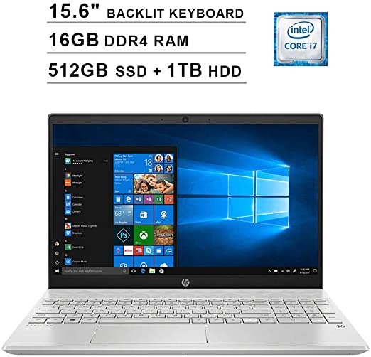 2020 HP Pavilion 15.6 Inch FHD 1080P Touchscreen Laptop (Intel Core i7-1065G7 up to 3.9GHz, 16GB DDR4 RAM, 512GB SSD (Boot)   1TB HDD, Intel Iris Plus, Backlit KB, HDMI, WiFi, Bluetooth, Win10)