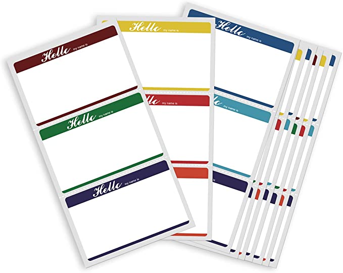 Name Tags Stickers 8 Colors for Office, Meeting, School and Home (Hello My Name is- 200 Labels)