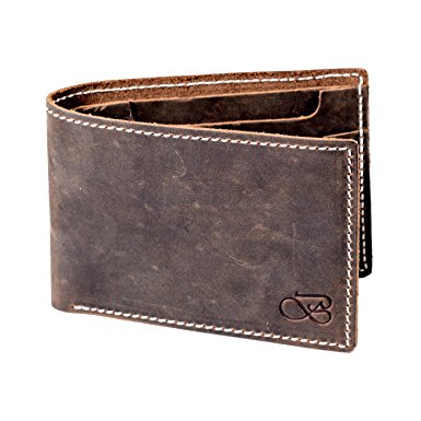 Baurdi Admiral Men's Premium Brown Full-Grain Italian Leather Bifold Wallet