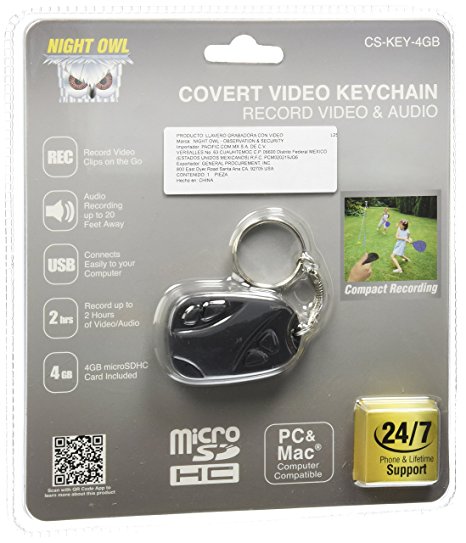 Night Owl Security CS-Key-4GB Video Key Chain Recorder with 4 GB Micro SD Card