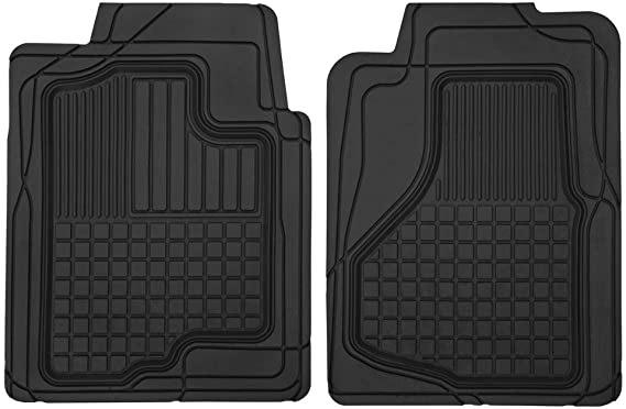 Motor Trend MT-150-BK 2 Front All Weather Custom Heavy Duty Rubber Floor Mats for Auto Car Truck SUV, Black