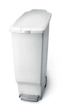 simplehuman Slim Plastic Step Trash Can White Plastic 40 L  106 Gal