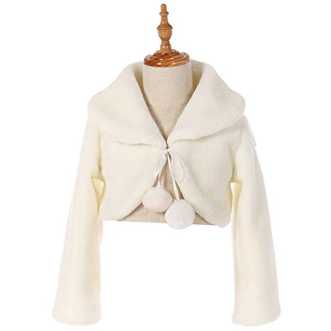 FAYBOX Cozy Faux Fur Flower Girl Bolero Shrug Accessories Princess Cape