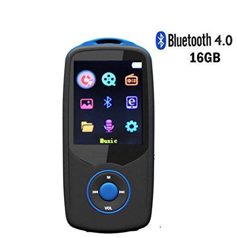 MP3 Player 16GB,CFZC MP3 Player with Bluetooth Portable Lossless MP4 Music Player with FM Radio Voice Record-Support 64GB Micro SD card Slot