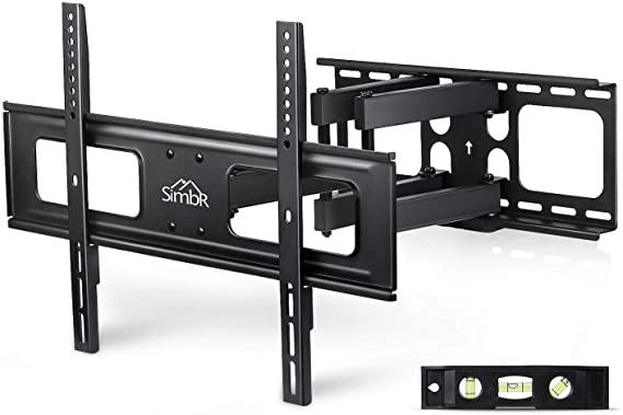 SIMBR TV Bracket for 32-70" LED, LCD, Curved, Plasma Televisions, Max VESA 600x400mm and 60kg(132lbs) Weight Capacity TV Mount with Full Motion Double Tilt and Swivel Cantilever and Spirit Level