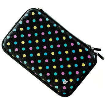 Technoskin - Compact Travel Carrying Case for NEW 3DS or NEW 3DS XL - Polka Dot - 8 Game Holders - Hard Cover - Mesh Accessory Pouch - Carrying Strap - Lifetime Guarantee