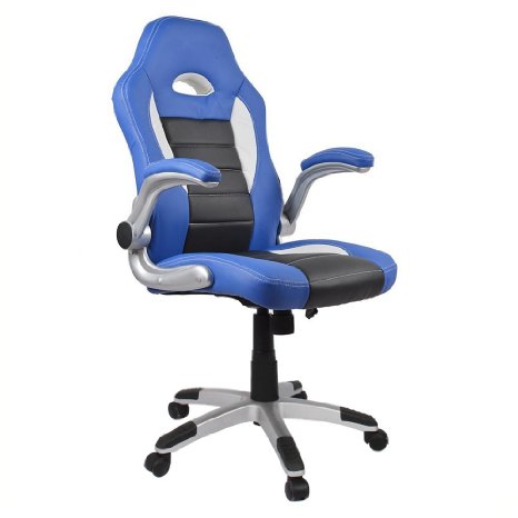Homall Racing Chair Ergonomic High-Back Gaming Chair PU Leather Bucket Seat,Computer Swivel Lumbar Support Executive Office Chair (Blue)