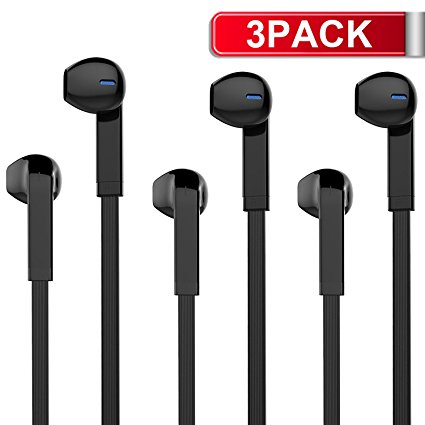 USPRO 3 Packs Wired Earphones On-ear headphones with Mic &Volume Control Compatible with iPhone and Smartphone