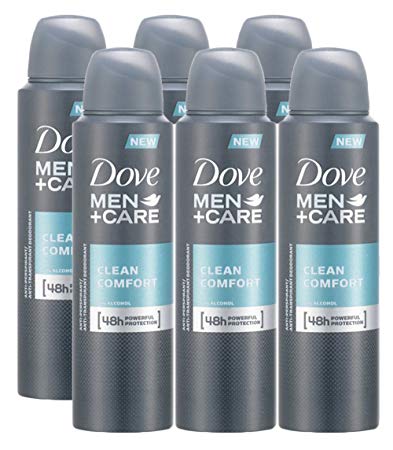 Dove Men   Care Clean Comfort Spray Deodorant & Anti-Perspirant 150ML / 5.07 Oz,(6 Pack)