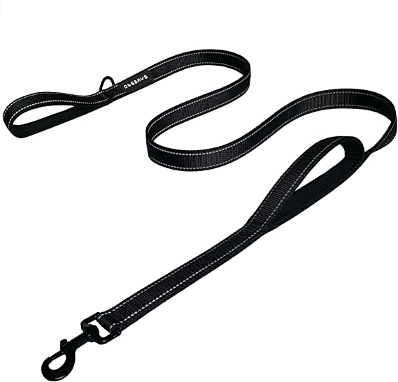 DOGSAYS Dog Leash 6 Foot Long Traffic Padded Two Handle Heavy Duty Double Handles Lead for Large Dogs or Medium Dogs Training Reflective Leashes Dual Handle (6 Foot (Pack of 1), Black)