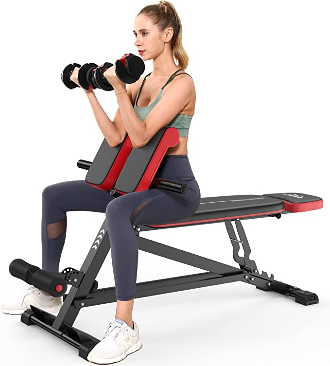 FLYBIRD Adjustable Weight Bench, Multi- Function Full Body Workout Roman Chair with Handle, Abdomen core and Comprehensive Glute Training