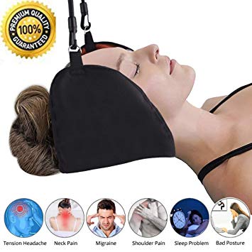 STARTONECO Neck Hammock Relaxer & Stretcher for The Head - Pain Reliever for Stiff Shoulder & Neck, Breathable Head Traction Support, Relief Muscle Tension,Free Eye Mask  Earplugs (A)