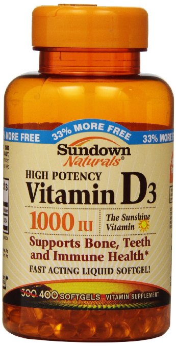 Sundown Naturals Vitamin D3 1000 IU, 400 Softgels