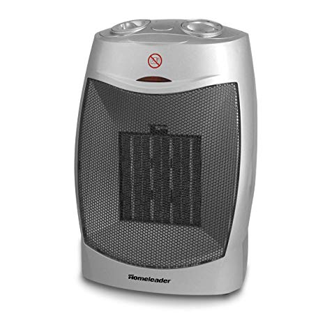 Homeleader Ceramic Space Heater for Home and Office, Portable Electric Heater with Adjustable Thermoststs, 750W/1500W