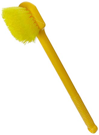 Rubbermaid Commercial Long Plastic Handle Utility Pot Scrubber Brush, Yellow