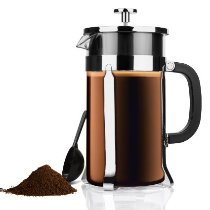 Zestkit French Press Coffee Tea Makers 1 Liter 34 oz Heat Resistant Glass and Stainless Steel