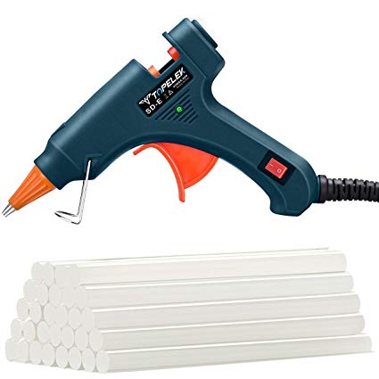 Hot Glue Gun, TopElek Mini Glue Gun Kit with 30pcs Glue Sticks, High Temperature Melting Glue Gun for DIY Small Projects, Arts and Crafts, Home Quick Repairs,Artistic Creation(20 Watts, Green)