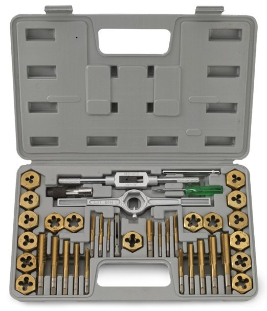 Neiko® 00911A SAE Tap and Hexagon Die Set, Titanium Coated | 40-Piece Set