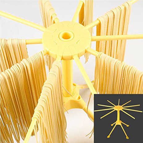 Budesi 10 Arms Food Grade ABS Plastic Matrial Collapsible Spaghetti/Pasta Drying Rack or Household Noodle Dryer Stander Fram Holder