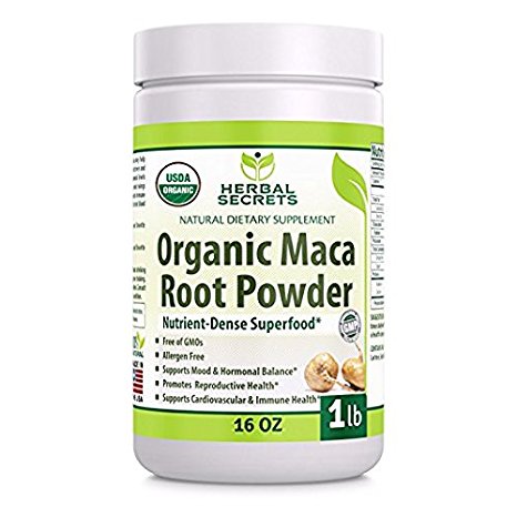 Herbal Secrets Organic Maca Root Powder- 16 oz (1 lb)